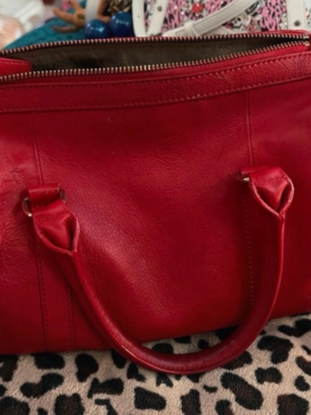 Talbots Red Leather Double-Handle Crossbody Satchel